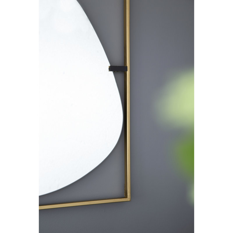 Miroir coquelicot avec cadre en métal doré 30 po x 1 po x 40 po - Pièce de décoration de salle de bain et de décoration de style ovale moderne Élément chic