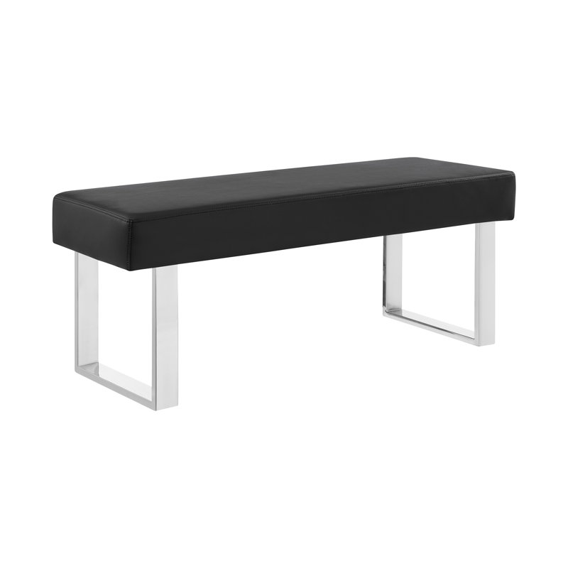 Darcie Faux Leather Upholstered Bench, Black, 19" H x 48" W x 18" D