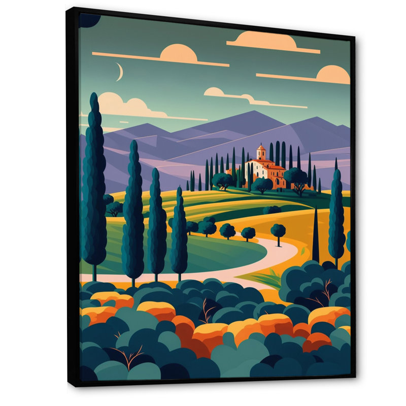 «Graphic Trees to Wineyard», reproduction sur toile, H 32 po x l 24 po x P 1 po, Toile avec cadre flottant noir