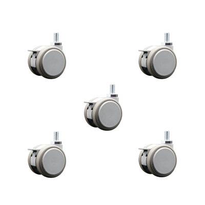 2 Inch MRI Safe Casters with Brakes – 3/8 Inch Threaded Stem – Set of 5 – SCC