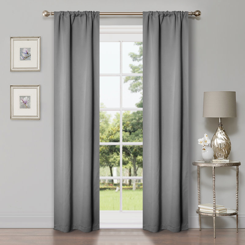 Paire de rideaux obscurcissant avec œillets Millendon, Argent, L 26 po x L 84 po