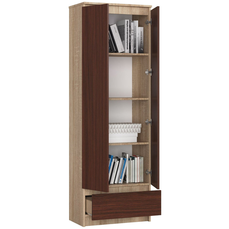 Alexsandria 180cm H x 60cm W Standard Bookcase, Sonoma Oak/Venge