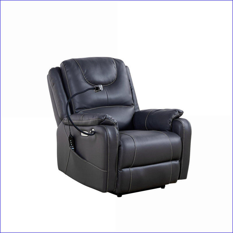 Fauteuils inclinables avec puissance zéro gravité, 8 points de massage et Chaleur | USB, support pour téléphone, poches latérales | Cuir retravaillé noir