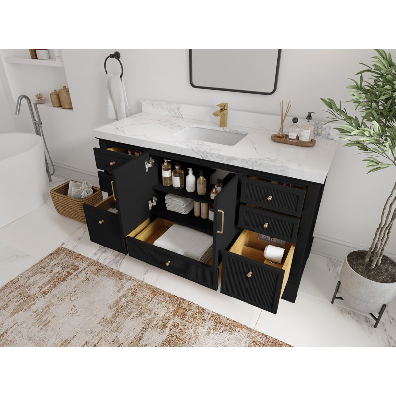 Alys 60'' Single Bathroom Vanity with Top, Calacatta Laza
