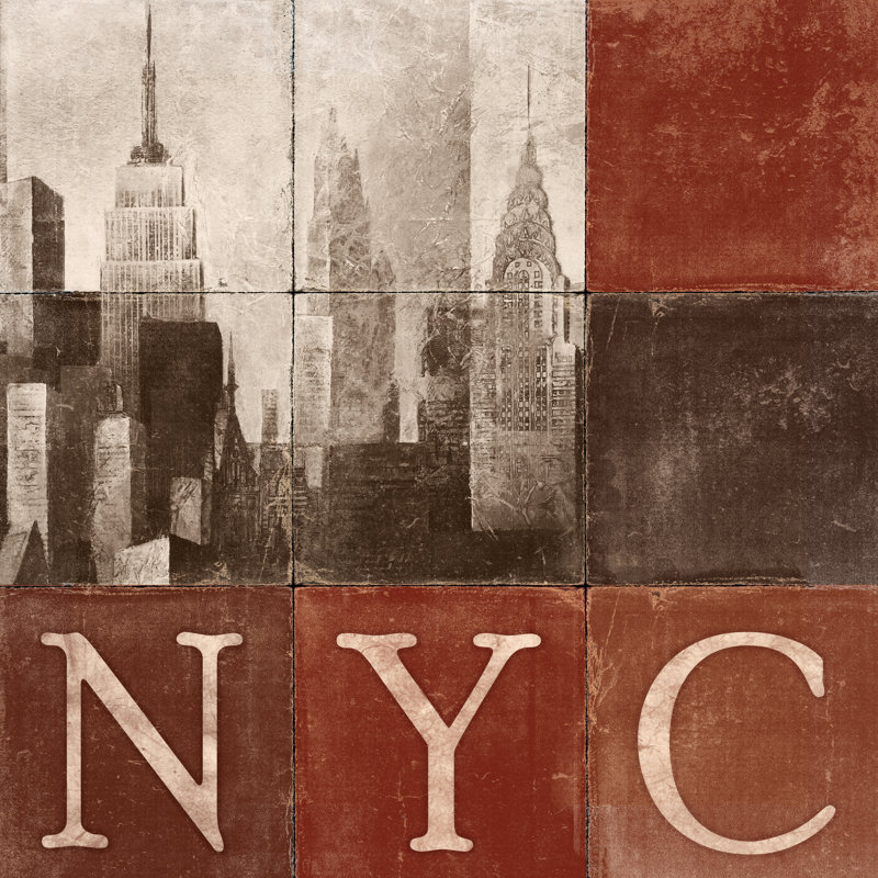 NYC Cinamon Tiles - Wrapped Canvas Print, 30cm H x 30cm W