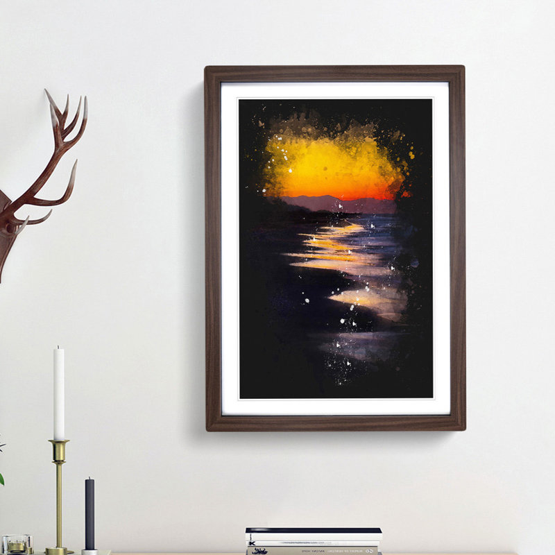 'Beauty of the Beach' - Picture Frame Graphic Art Print, 45cm H x 33cm W x 2cm D, Walnut Framed