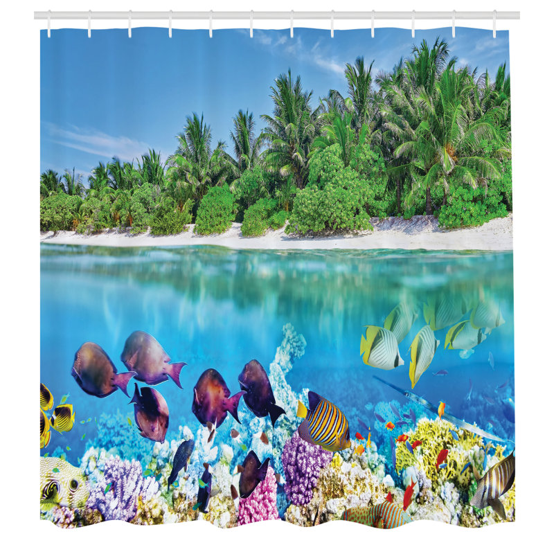 Shower Curtain with Hooks Included, 75" H x 69" W