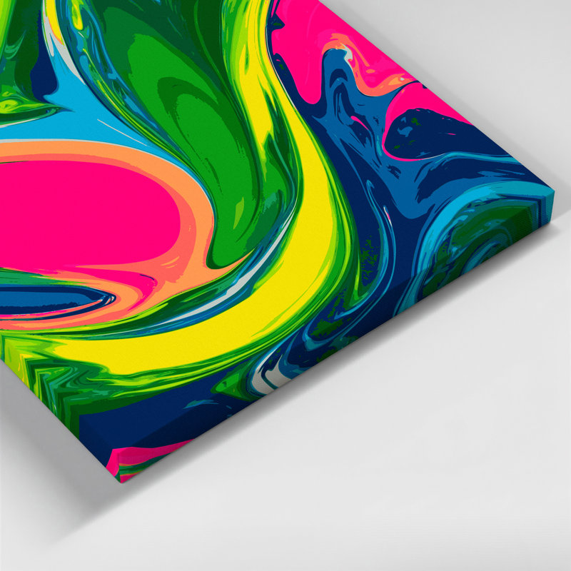 Abstrait art fluide sur toile verte 28, H 16 po x l 16 po