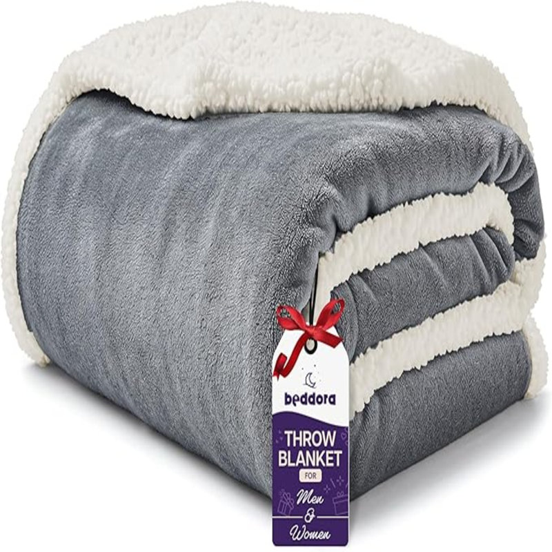 Jeté en flanelle Beddora - réversible, ultra doux et chaud, 50 po x 60 po, confortable et confortable toutes saisons pour canapé, canapé et lit - parfait pour l'hiver et l'été
