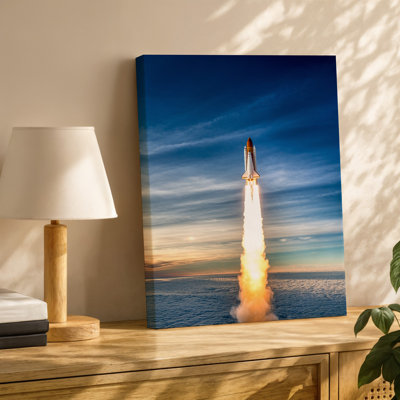 Canvas A Majestic Space Shuttle Ascends Into The Vastness Of The Wall Art Atmosphere Leaving A Brilliant Trail Of Fiery Exhaust That Canvas Wall Art