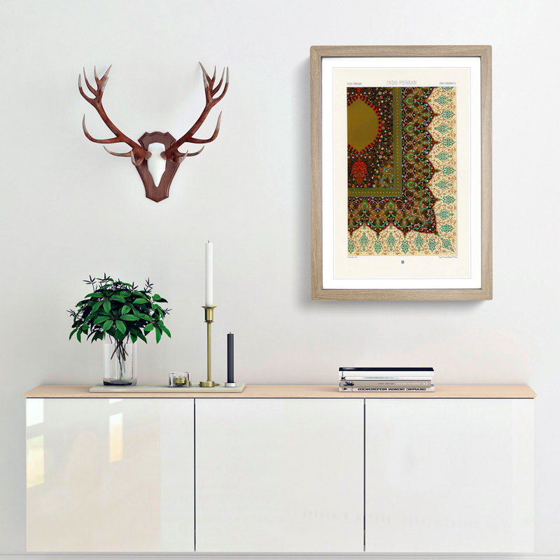 Ornate Indo-Persian Pattern by Albert Racinet - Picture Frame Painting Print, 48cm H x 36cm W x 2cm D, Oak Framed