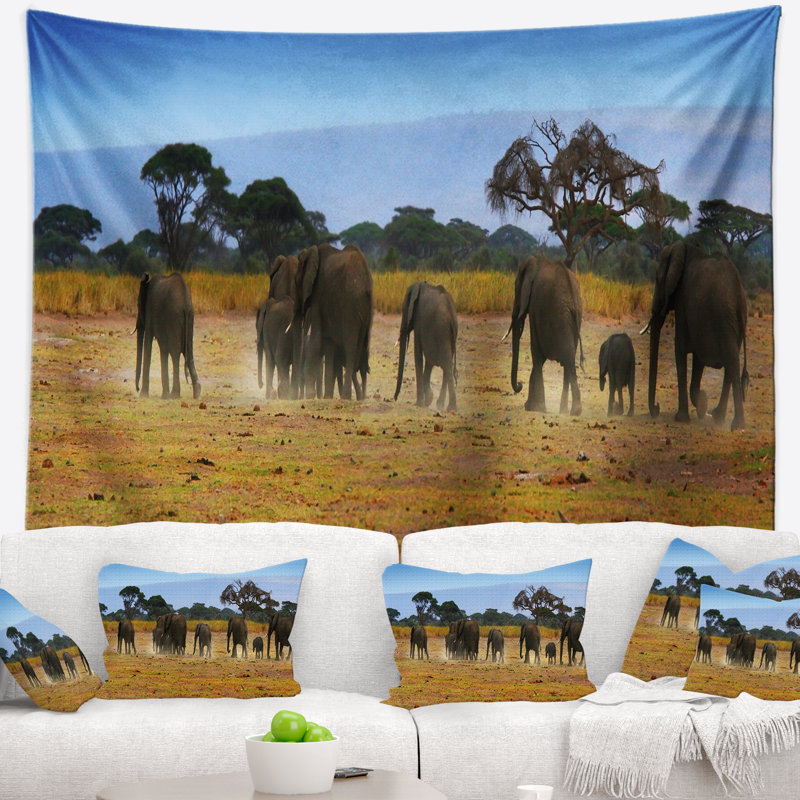 Tapisserie «Memory of African Wild Elephants», H 32 po x l 39 po