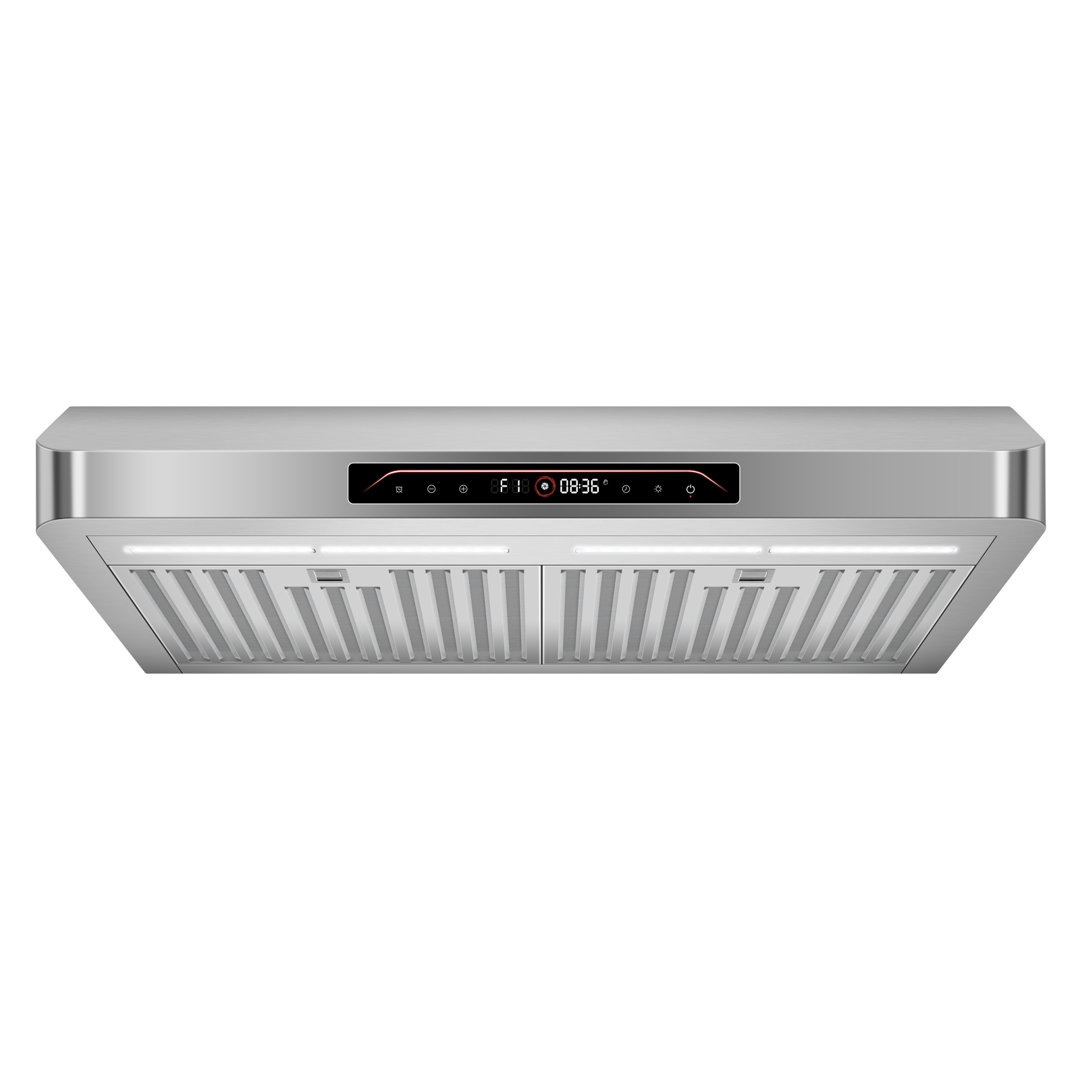 30" 900 CFM Ducted (Vented) Under Cabinet Range Hood - 4-Speed Stainless Steel Kitchen Vent with Gesture Sensing & Touch Control, Baffle Filter, and LED Light, Silver Tylza