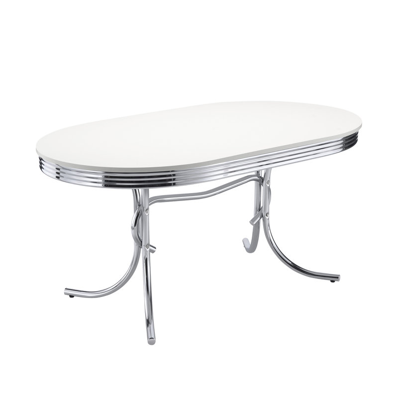 Freidin Oval Dining Table Glossy White And Chrome