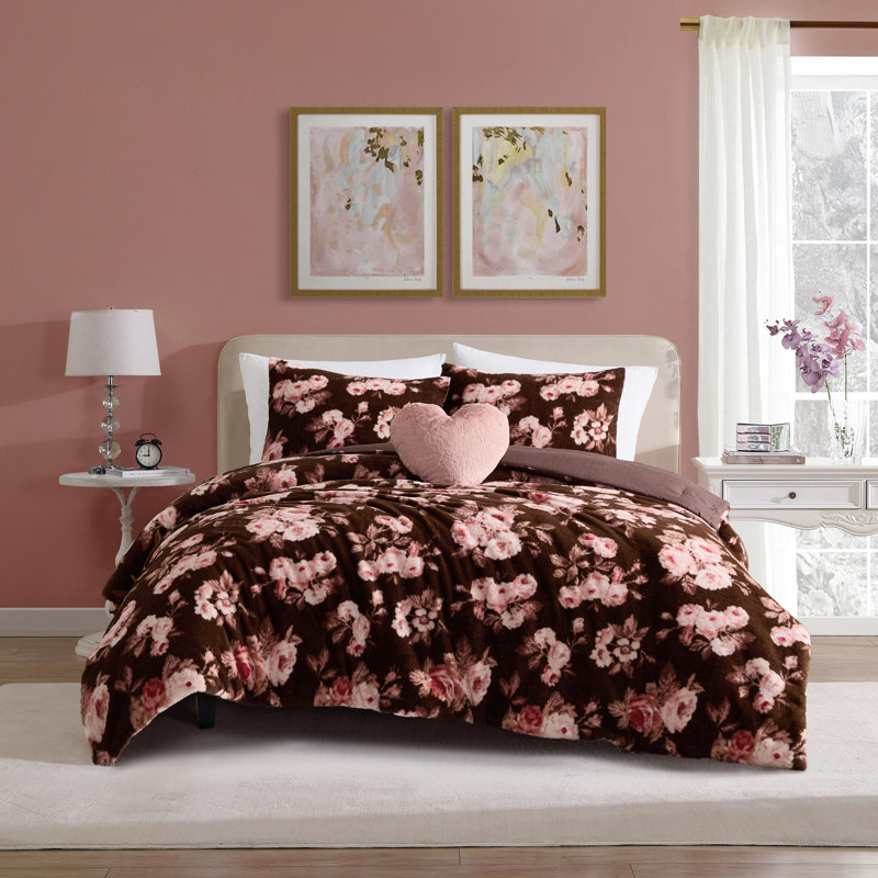 Ensemble d'édredon rose réversible Betsey Johnson, Très grand simple