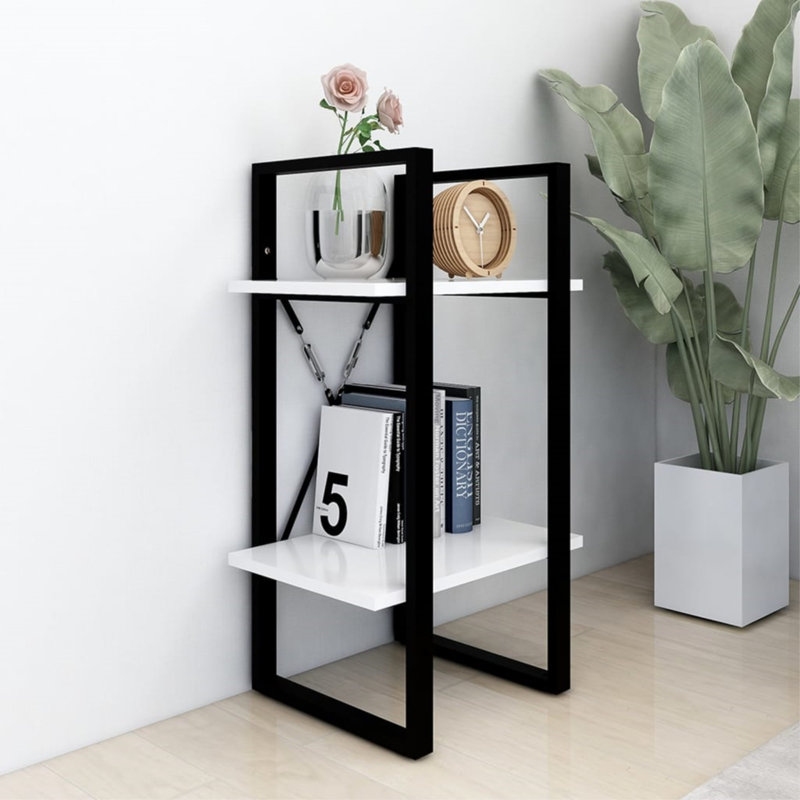Canne Book Cabinet Engineered Wood, White, (2 Shelves) 27.6" H x 15.7" W x 11.8" D