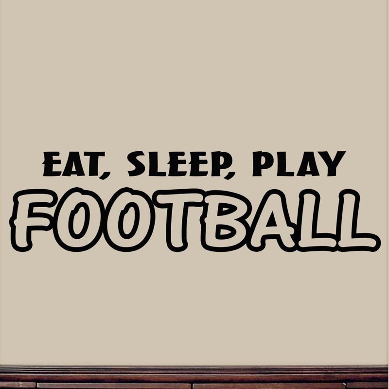 Décalcomanie murale de football manger sleep play Doney, 9,5 x 30