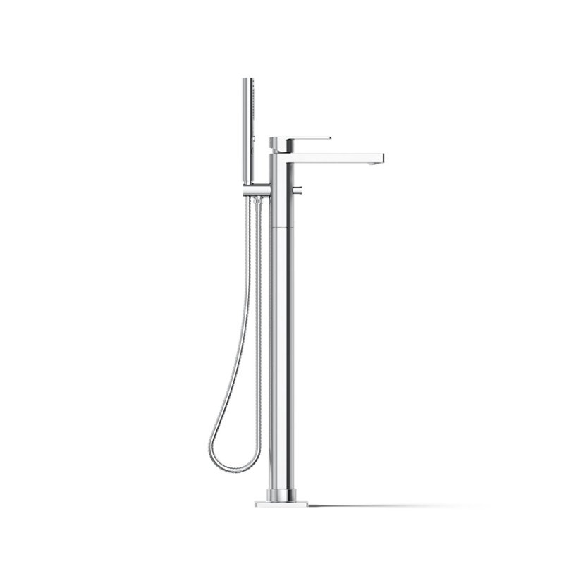Garniture de robinet de baignoire à fixation au sol avec douche à main Parallel, Chrome poli