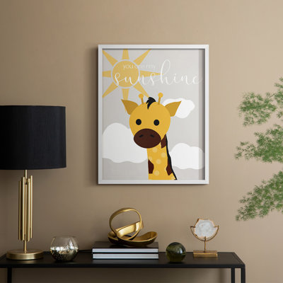 Sunshine Giraffe, reproduction encadrée - bois massif