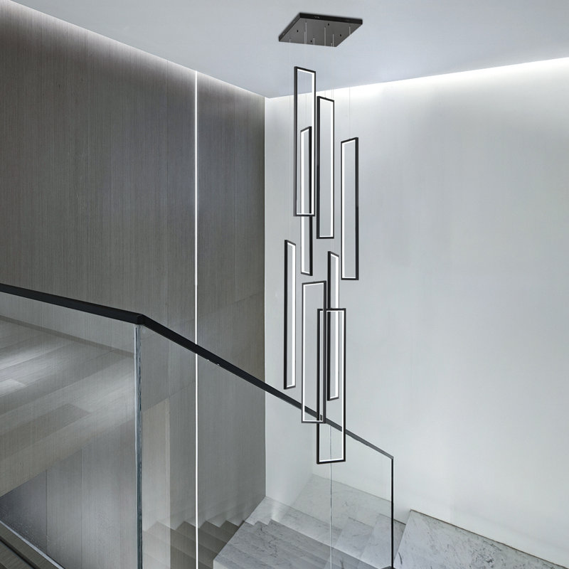 Cocoon Keysha 8 - Light Rectangle LED Dimmable Pendant Long Staircase Chandelier