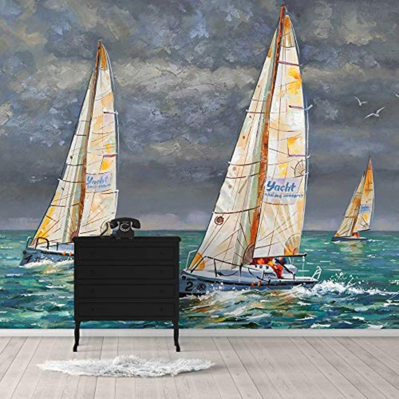 Beautiful Sailing Ship on the Sea Wall Mural, 100" L x 144" W
