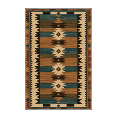 Washable Spirit Lines Southwestern Area Rug