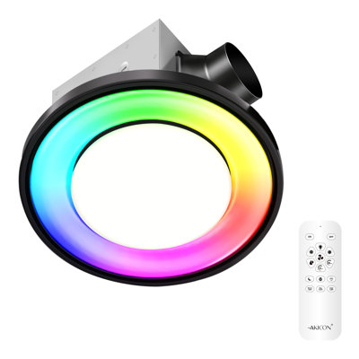 Bathroom Exhaust Fan with RGB LED Mode, 110 CFM 1.5 Sones Powerful Bathroom Vent Fan for Ceiling, Exhaust Fan with 3CCT Light & Nightlight, Remote Control, Round
