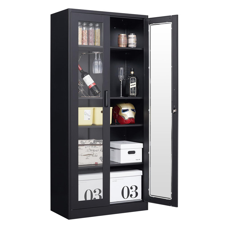 Tall Display Storage Cabinet, Black