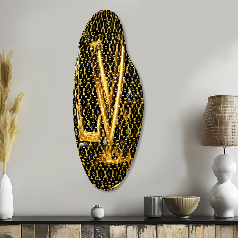 Luxury Brand Design I - Décoration murale asymétrique en métal, sculpture murale incurvée en métal, H 38 po x l 15 po