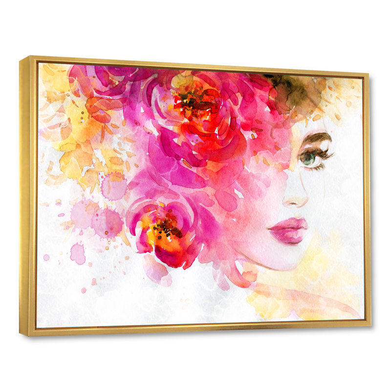 Art floral sur toile, H 34 po x l 44 po x P 1,5 po, Cadre flottant doré