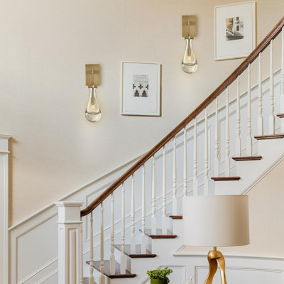 Dimmable Wall Sconces Set Of 2, Handmade Wall Lights With Raindrop Glass Shade, Luxury Bedroom Bathroom Living Room Hallway Lighting, Includes E12 Bulbs And Hardware