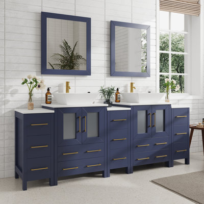  Ensemble de meuble-lavabo double 84 "avec miroir 84"