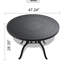 Table de patio 47,45 "en fonte d'aluminium avec structure noire et gracieuse sculpture - eau, stable, pour l'extérieur