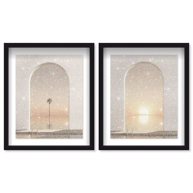 Coastal Window Set Shadowbox Landscape & Nature Print by Oliver Gal, Black Frame, 16 x 20, 21.5"H x 25.5"W, Black Shadowbox