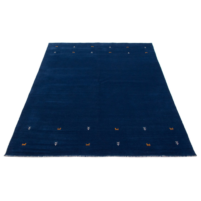 Tapis bleu Kashkuli Gabbeh 6 pi 8 po x 9 pi 4 po