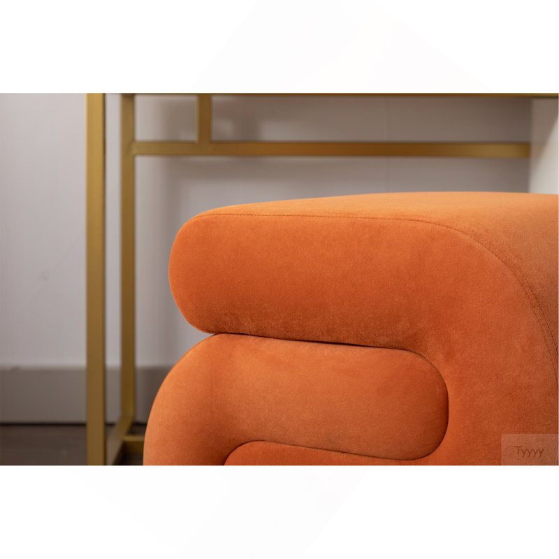 Tabouret de maquillage en velours, repose-pieds, tabouret, orange, Velours - Orange