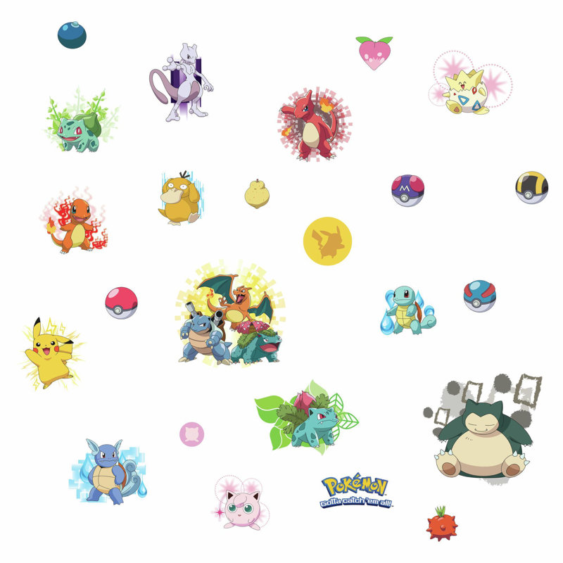 Iconic Pokemon Assorted Peel and Stick Wall Decals
