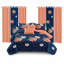 Ensemble de couvre-lit matelassé 9 pièces bleu marine et terracotta à motifs floraux, taille Queen, avec rideaux assortis filtrant la lumière-120958375