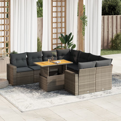  Ensemble de canapé de jardin gris
