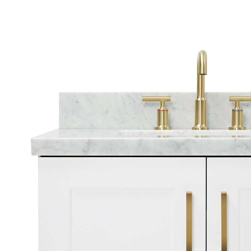 73 IN.  Single Bathroom Vanity, White, Rectangular, Carrara Quartz