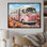 «Pink Camping Van Desert Getaway I», art mural de voyage en camping