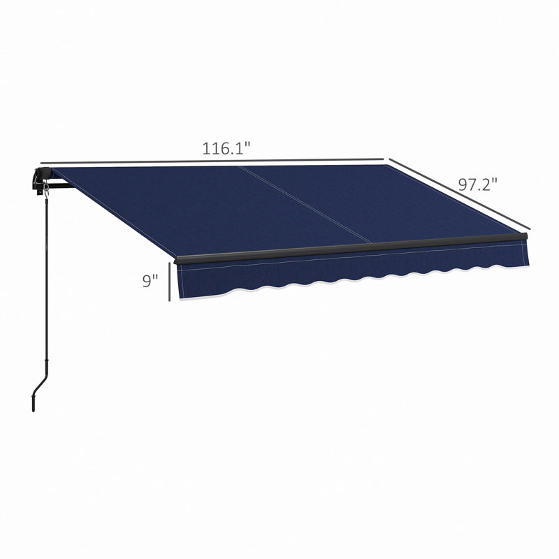 Retractable Awning, Patio Awning Sunshade Shelter With Manual Crank Handle, 280Gsm UV Resistant Fabric And Aluminum Frame For Deck, Balcony, Yard,Sunshade Conapy