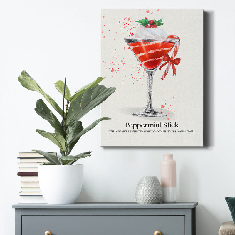 «Peppermint Stick Cocktail» par Susan Jill, reproduction d'art sur toile tendue, H 40 po x l 30 po x P 1 po