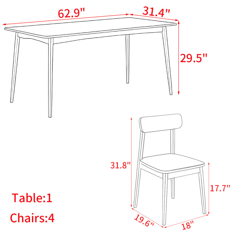Nordic style solid wood dining table set