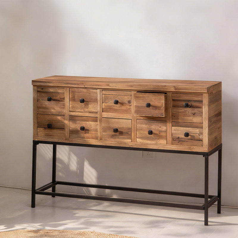 Retro Walnut Solid Wood Accent Cabinet