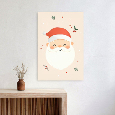 Smiling Christmas Santa Contemporary Winter Wall Art Print 1 Piece Wrapped Canvas Wall Art