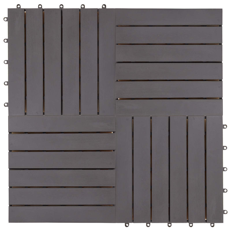 Carreau de terrasse 10 pièces vidaXL gris 11,81 po x 11,81 po en bois d'acacia