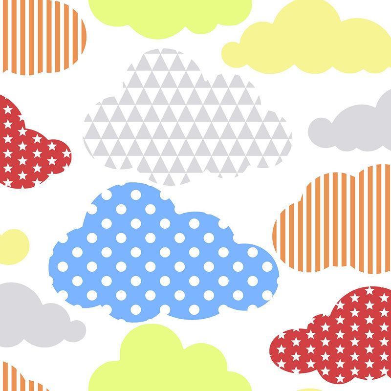 Clouds 10m x 52cm Matte Wallpaper Roll, Blue/White
