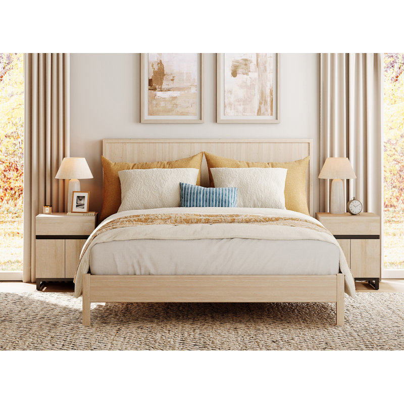 Aadam Nightstand With 1 Drawer & 1 Storage Cabinet, Beige, Set of 2