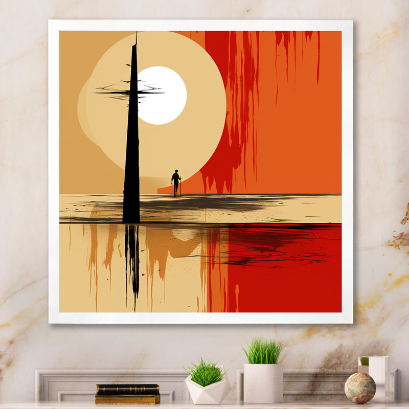 Célébration de la pleine lune du paysage de la solitude, H 16 po x l 16 po x P 1 po, Cadre simple blanc